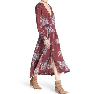 Free people Miranda midi floral long sleeve dress